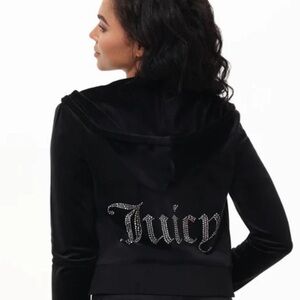 Juicy Couture Black Velour Jacket with Rhinestone Logo NWT!